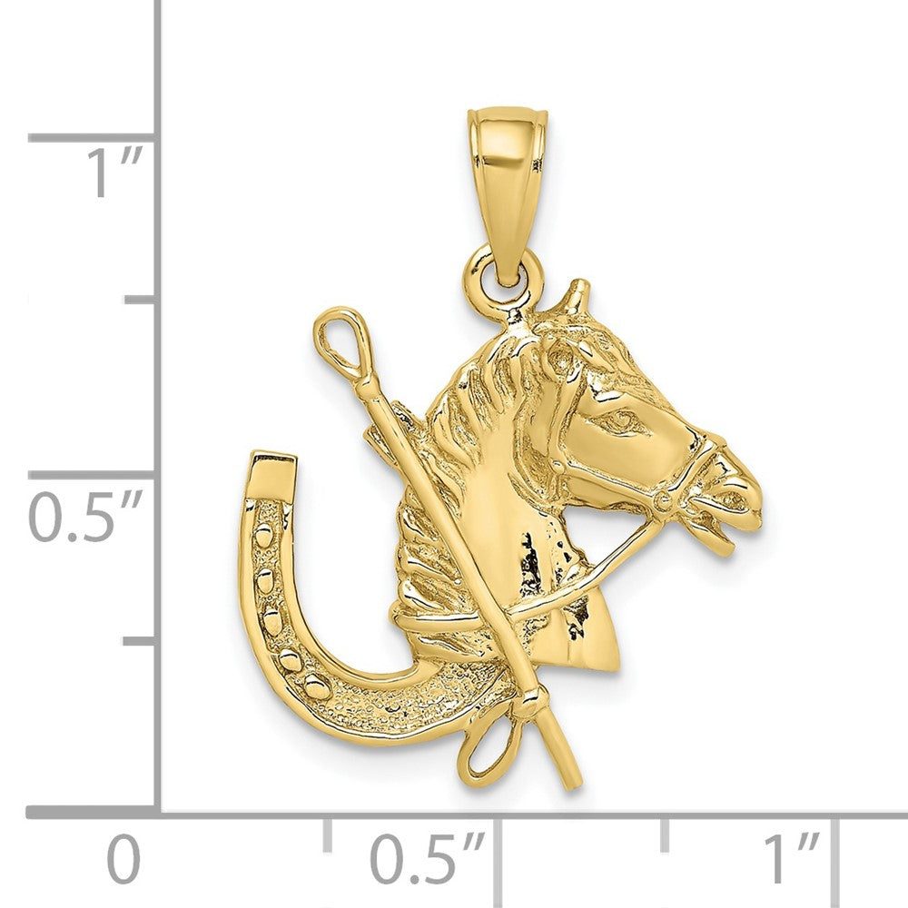10K Horse Head w/ Shoe and Crop Charm-10K6548