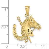 10K Horse Head w/ Shoe and Crop Charm-10K6548