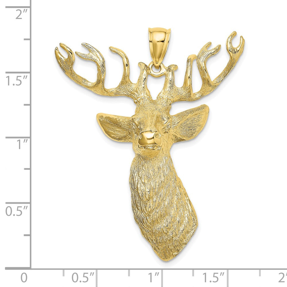 10K 3-D Textured Deer Head Charm-10K6558