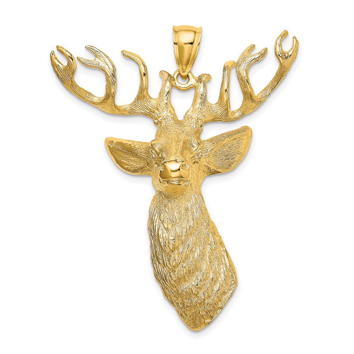 10K 3-D Textured Deer Head Charm-10K6558