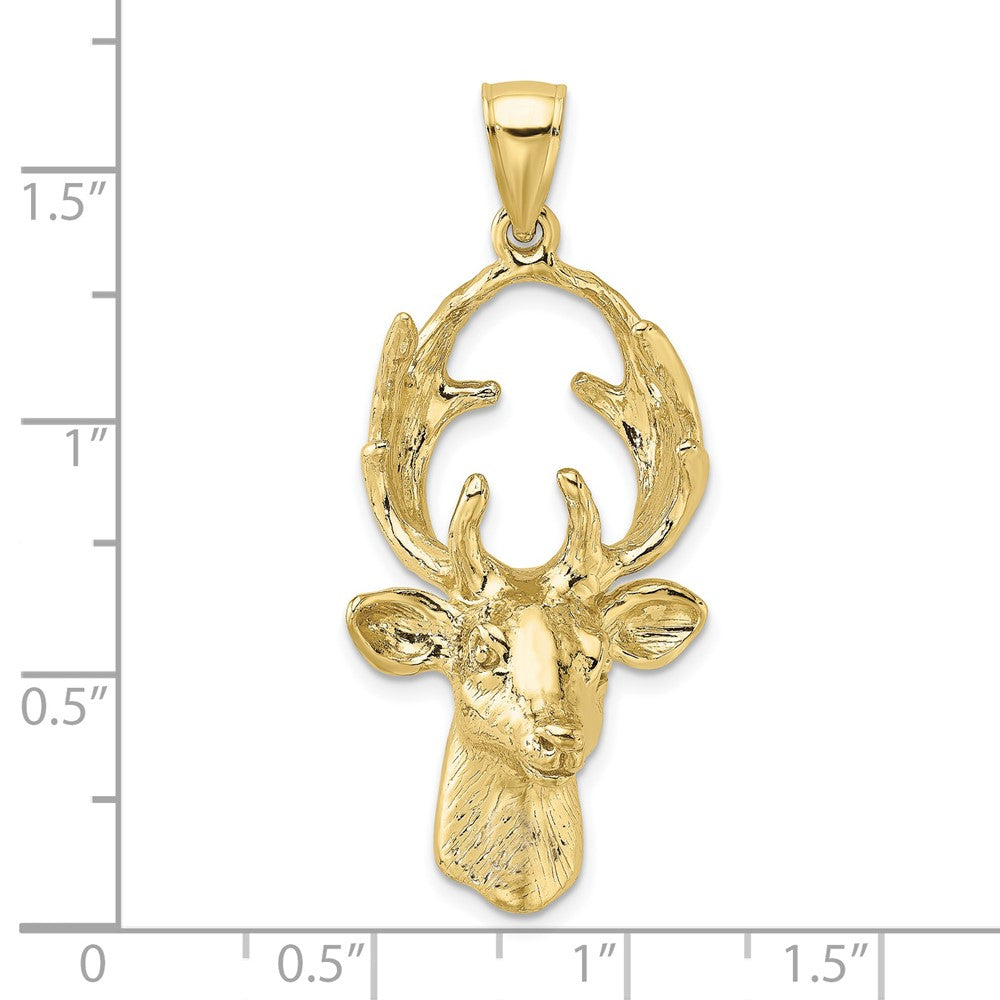 10K 3-D Deer Head Charm-10K6568