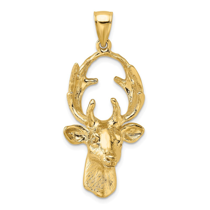 10K 3-D Deer Head Charm-10K6568