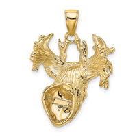 10K 2-D Textured Deer Head Charm-10K6570