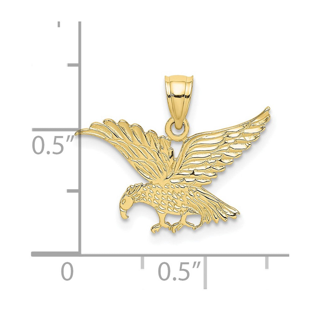 10K Flat Engraved Eagle Charm-10K6575