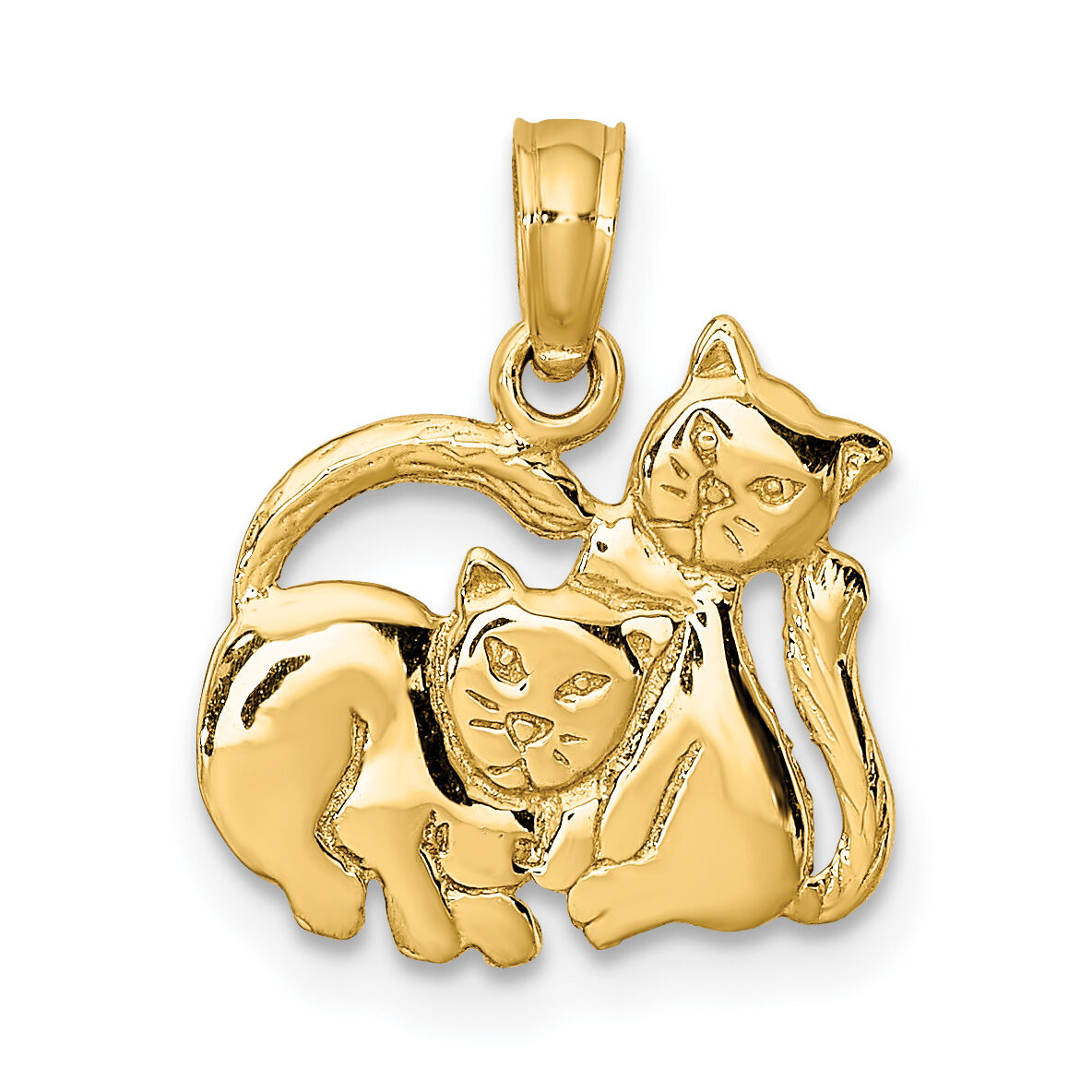 10K 3-D Polished Two Kittens Charm-10K6593