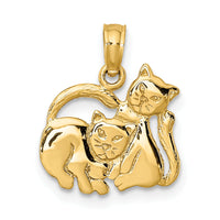 10K 3-D Polished Two Kittens Charm-10K6593