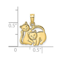 10K 3-D Polished Two Kittens Charm-10K6593