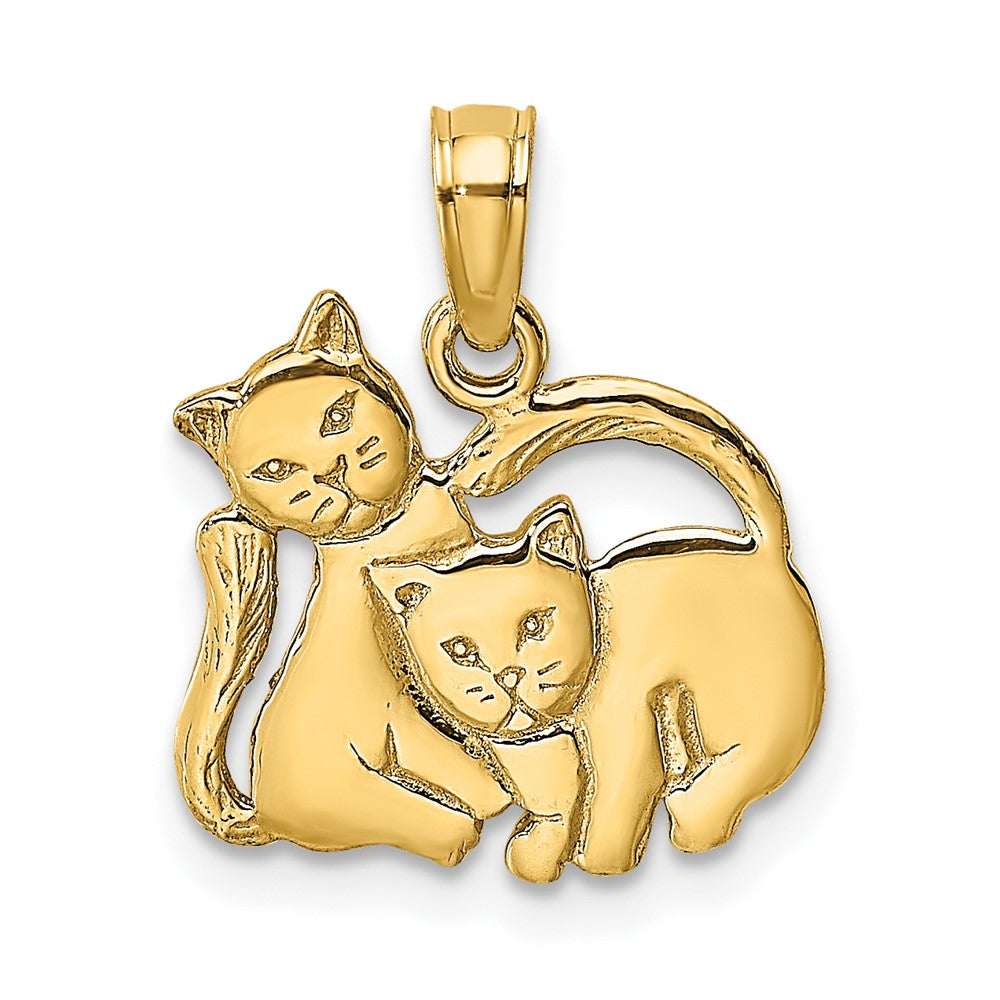 10K 3-D Polished Two Kittens Charm-10K6593