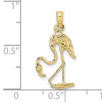 10K 3-D Textured Flamingo Charm-10K6608