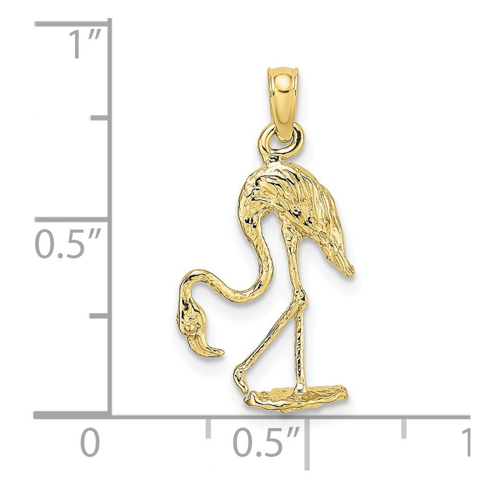 10K 3-D Textured Flamingo Charm-10K6608