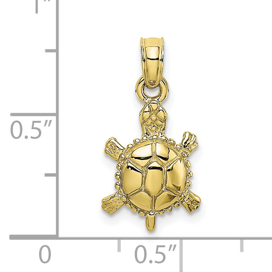 10K 3-D Polished Land Turtle Charm-10K6611