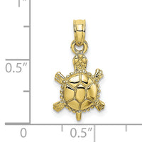 10K 3-D Polished Land Turtle Charm-10K6611
