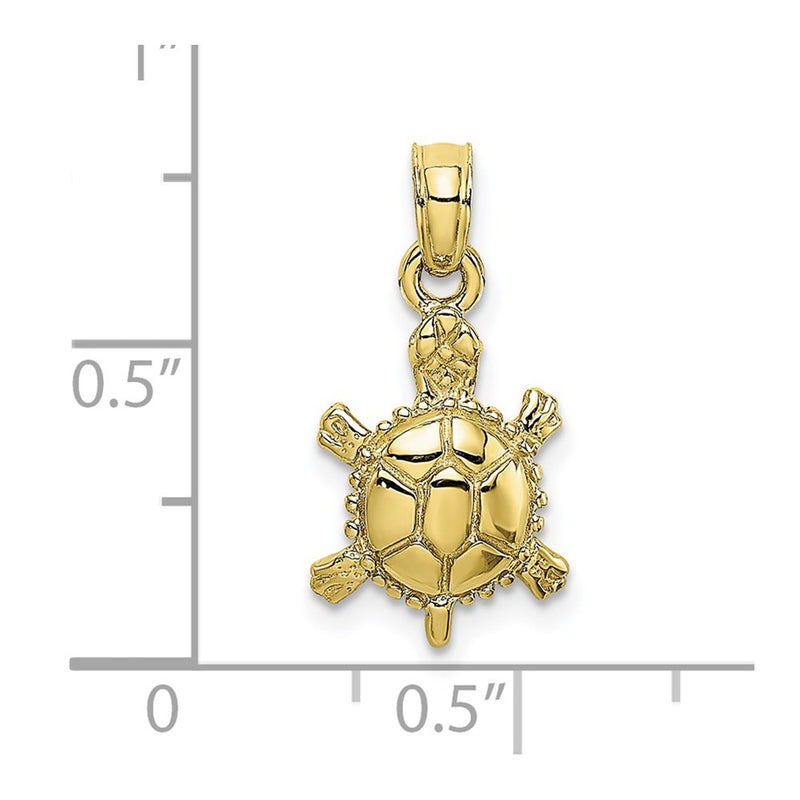 10K 3-D Polished Land Turtle Charm-10K6611