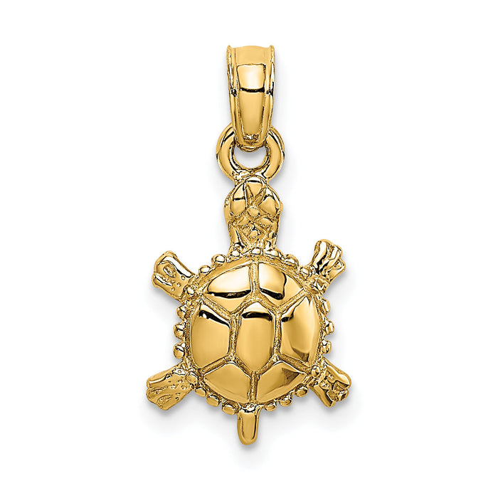 10K 3-D Polished Land Turtle Charm-10K6611