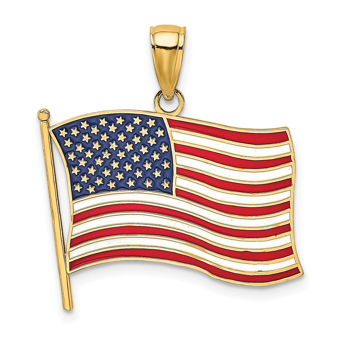 10K w/ Enamel American Flag Charm-10K6639