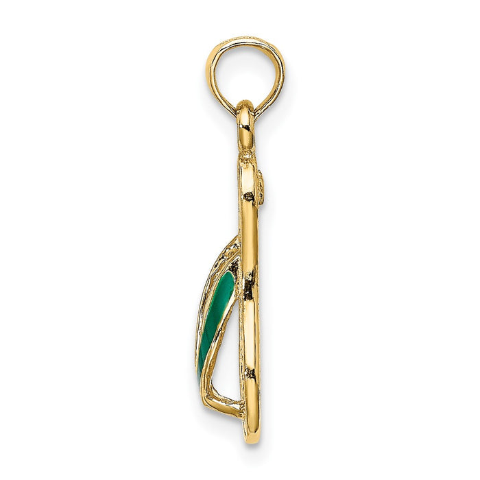 10K 3D W/ Green Enamel Single Flip-Flop Charm-10K6668