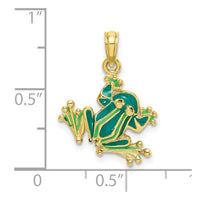 10k Green Enameled Small Frog Charm-10K6715