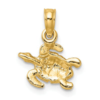 10K Textured and Enameled Sea Turtle Charm-10K6752