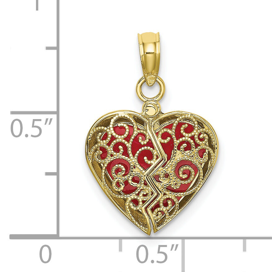 10K 3-D Reversible Heart Opens Charm-10K6954