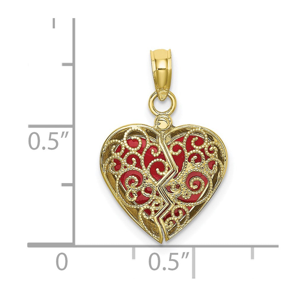 10K 3-D Reversible Heart Opens Charm-10K6954