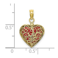 10K 3-D Reversible Heart Opens Charm-10K6954