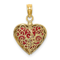 10K 3-D Reversible Heart Opens Charm-10K6954