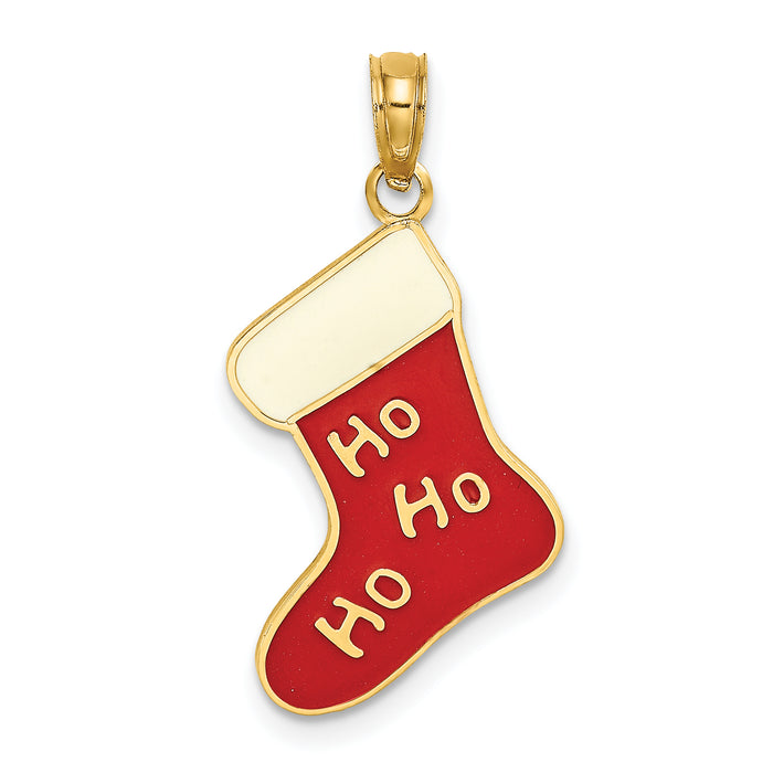 10K Enamel HO HO HO Christmas Stocking Charm-10K6969