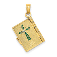 10K 3-D Moveable Enameled AN IRISH PRAYER Book w/Clover Charm-10K6989