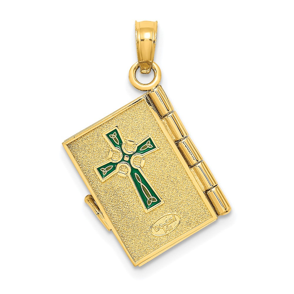 10K 3-D Moveable Enameled AN IRISH PRAYER Book w/Clover Charm-10K6989