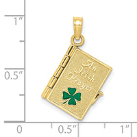 10K 3-D Moveable Enameled AN IRISH PRAYER Book w/Clover Charm-10K6989