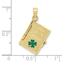 10K 3-D Moveable Enameled AN IRISH PRAYER Book w/Clover Charm-10K6989