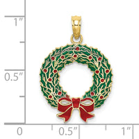 10K Enamel Christmas Wreath Charm-10K6991