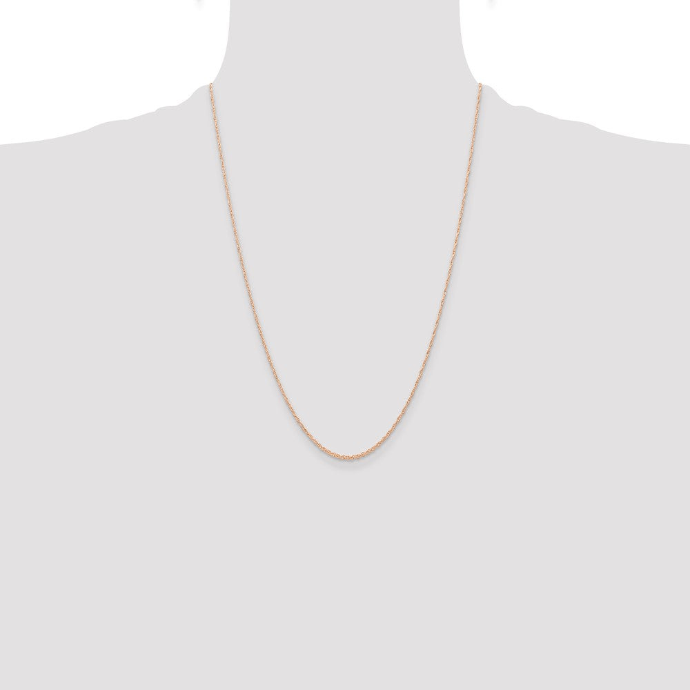 10k  Rose Gold .6 mm Carded Cable Rope Chain-10K6RR-24