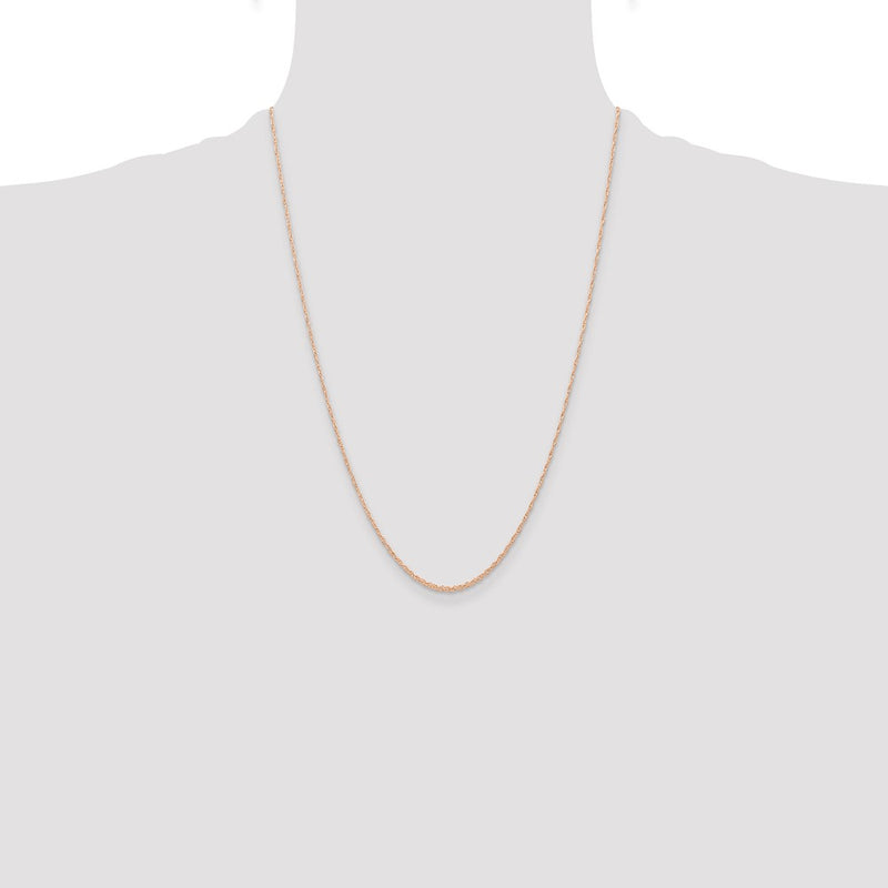 10k  Rose Gold .6 mm Carded Cable Rope Chain-10K6RR-24