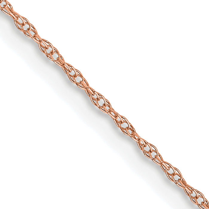 10k  Rose Gold .6 mm Carded Cable Rope Chain-10K6RR-18