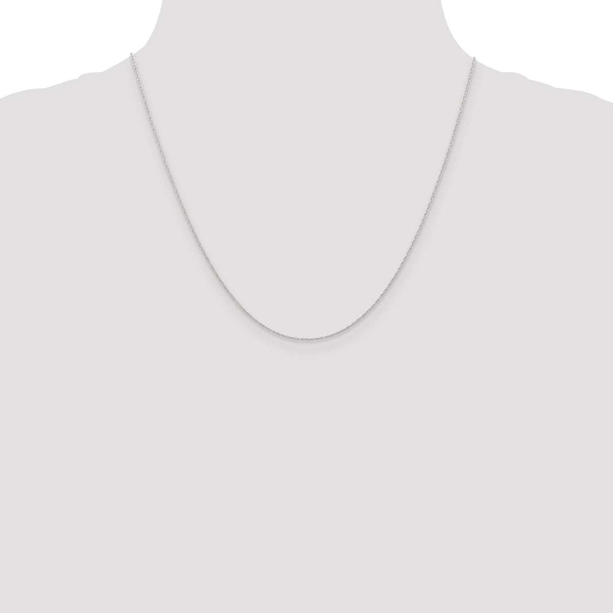 10k White Gold .6 mm Carded Cable Rope Chain-10K6RW-20