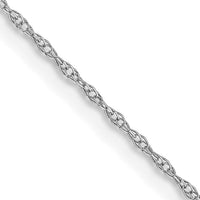 10k White Gold .6 mm Carded Cable Rope Chain-10K6RW-24