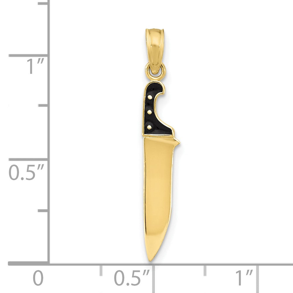 10K W/ Black Enamel 3-D Butcher Knife Charm-10K7015