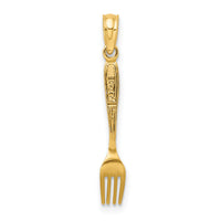 10K w/ Black Enamel 3-D Table Fork Charm-10K7018