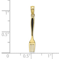 10K w/ Black Enamel 3-D Table Fork Charm-10K7018