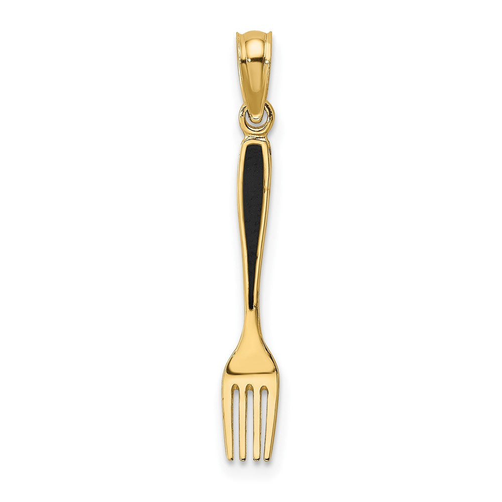 10K w/ Black Enamel 3-D Table Fork Charm-10K7018