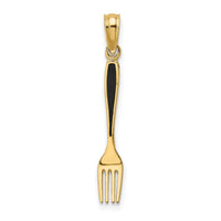 10K w/ Black Enamel 3-D Table Fork Charm-10K7018