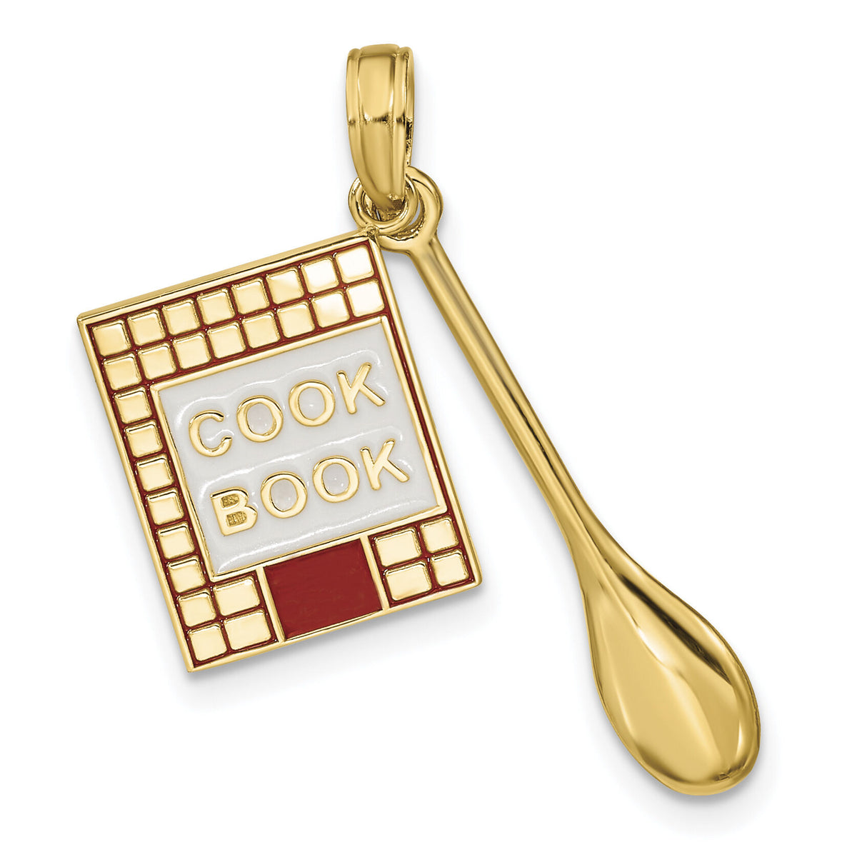 10K W/Enamel 3-D Cook Book and Spoon Charm-10K7027