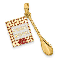 10K W/Enamel 3-D Cook Book and Spoon Charm-10K7027