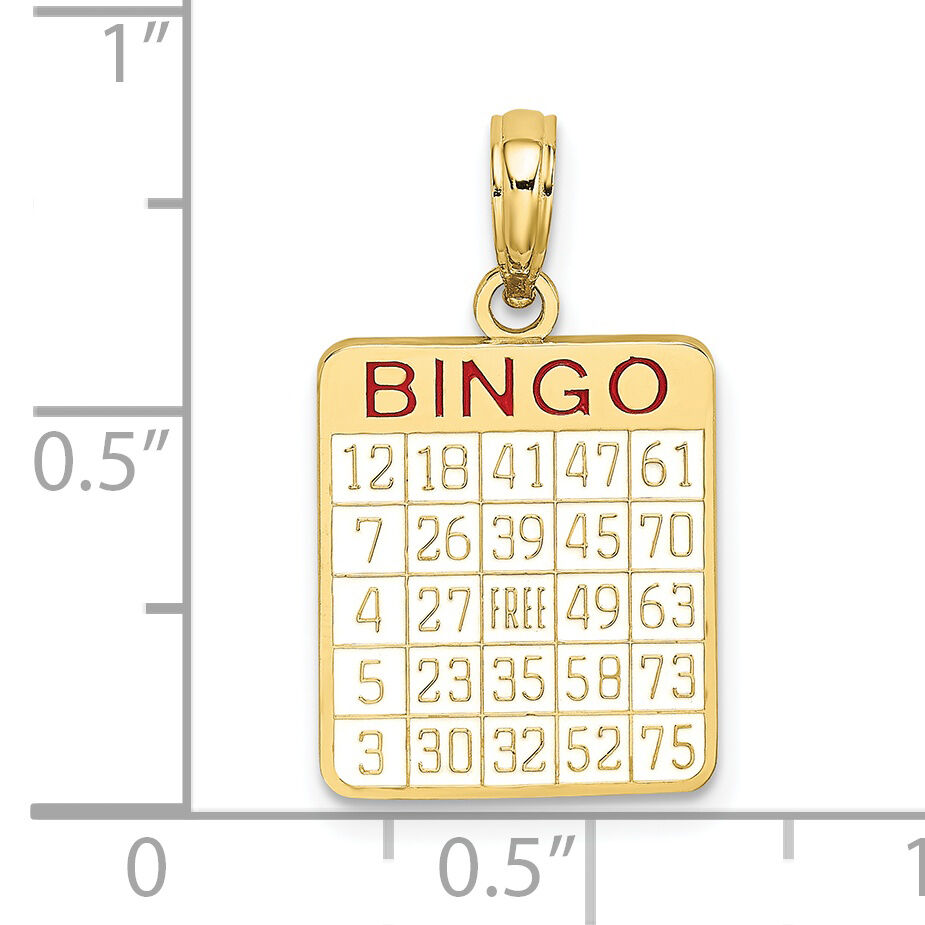 10K w/ Enamel Bingo Card Charm-10K7058