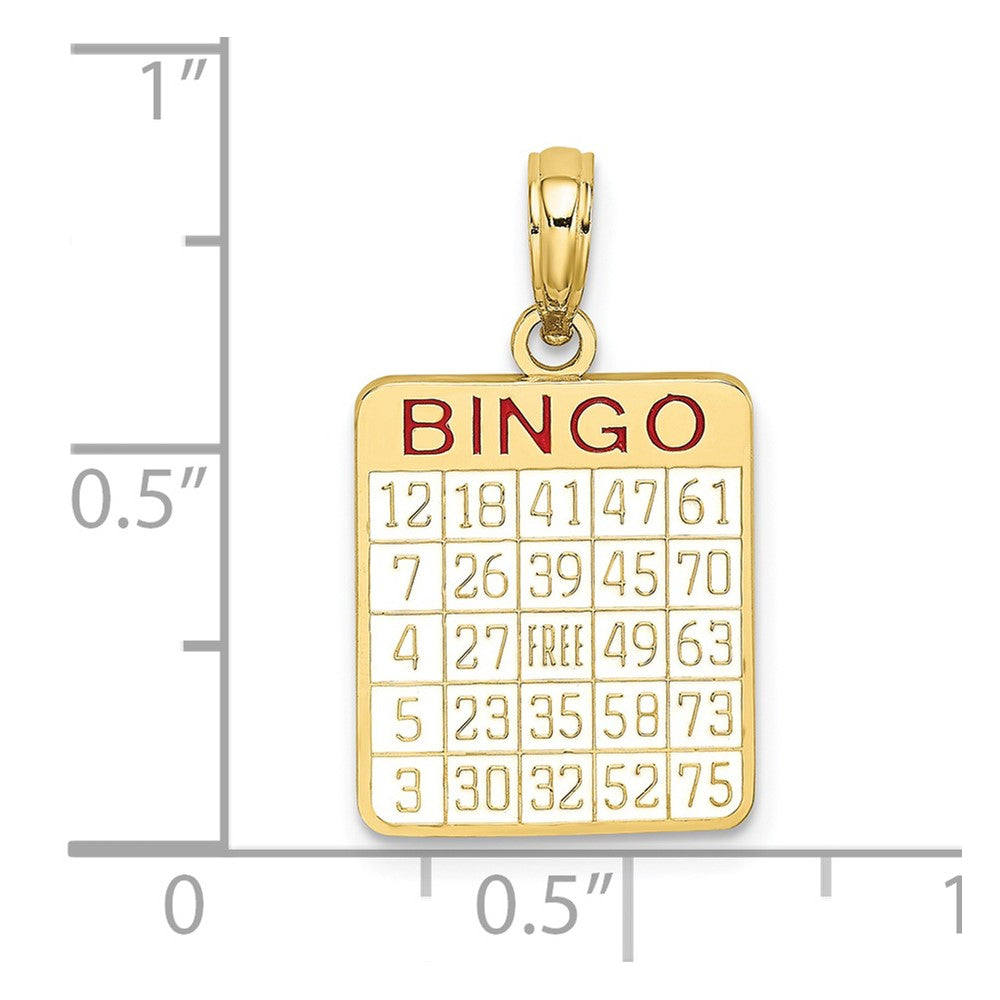 10K w/ Enamel Bingo Card Charm-10K7058