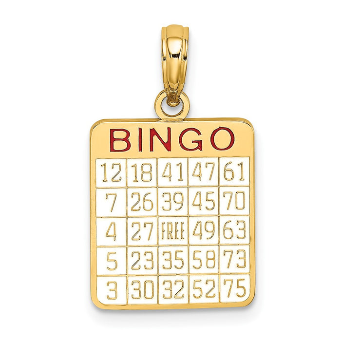 10K w/ Enamel Bingo Card Charm-10K7058