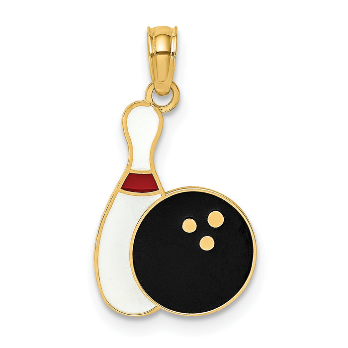 10K Enamel Bowling Ball and Pin Charm-10K7066