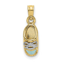 10K w/Rhodium 3-D Light Blue Enamel Baby Shoe Charm-10K7074