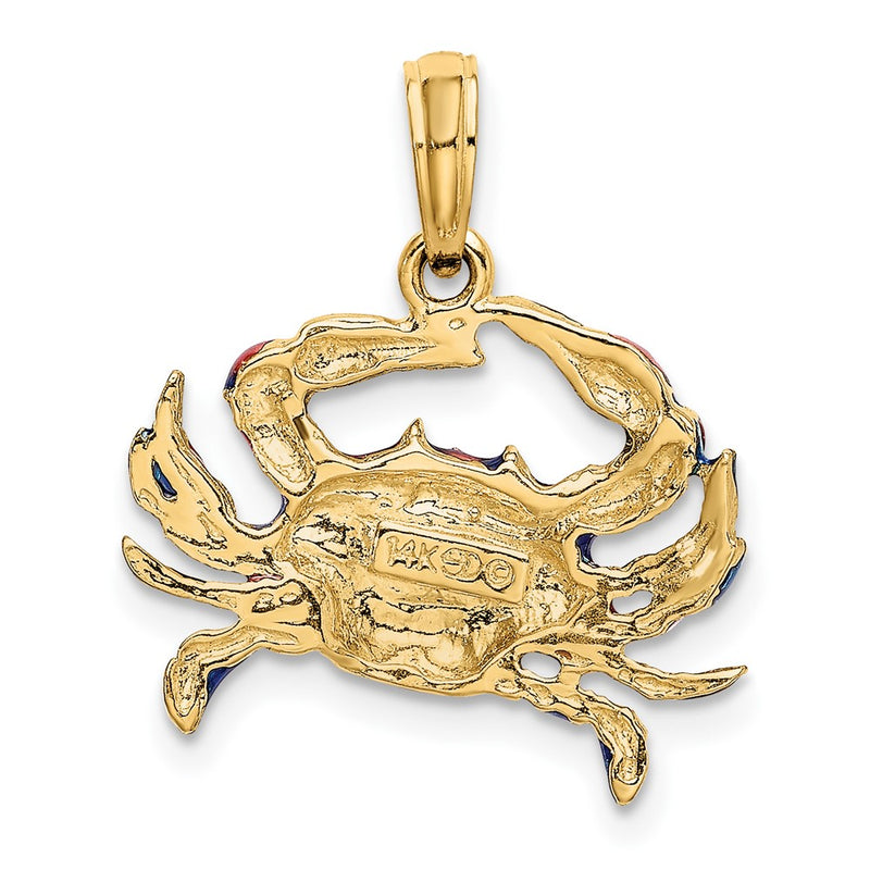 10K 2-D Blue Enamel Crab Charm-10K7088